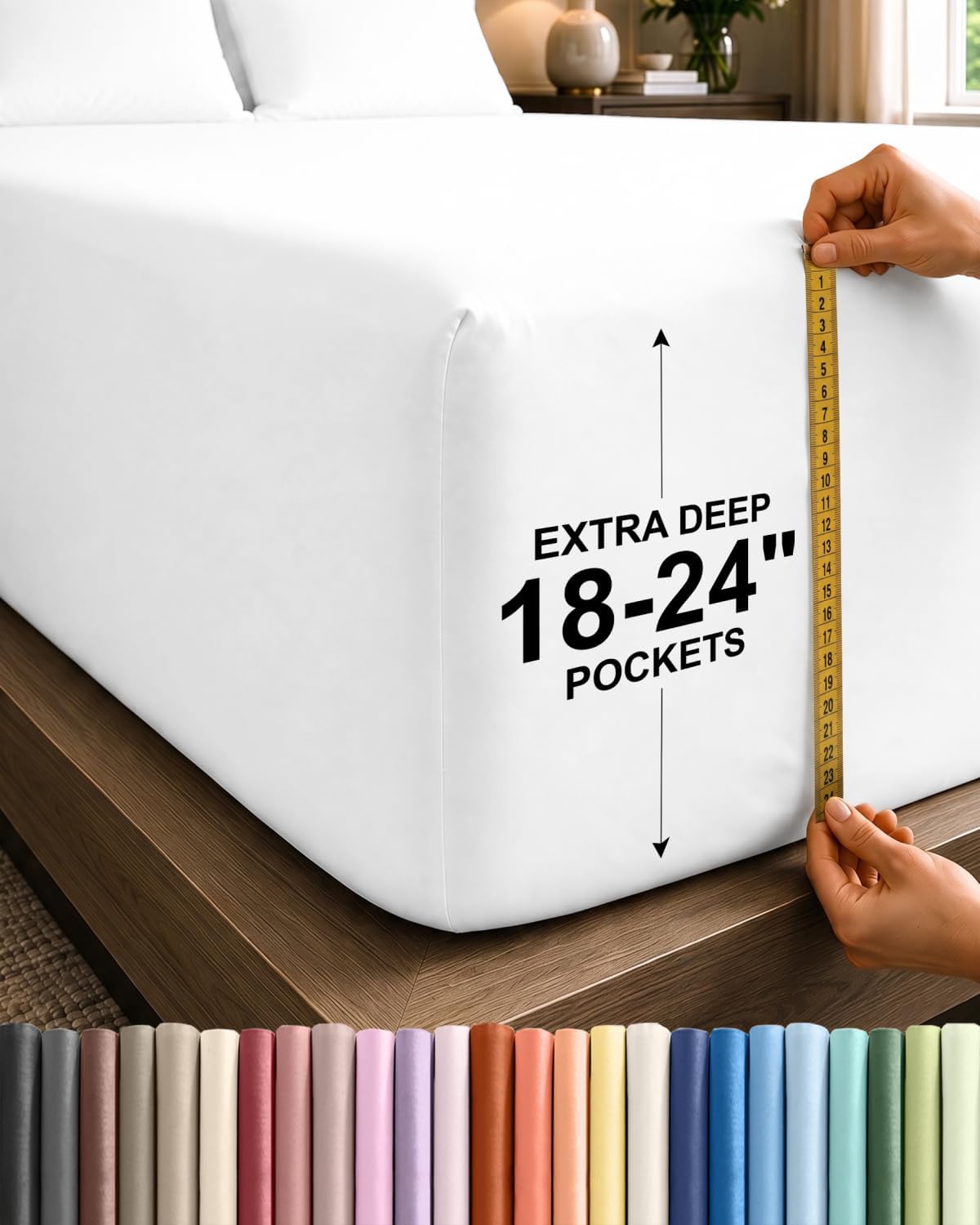 Detalle de Cal King Extra Deep Fitted Sheet 18–24"
