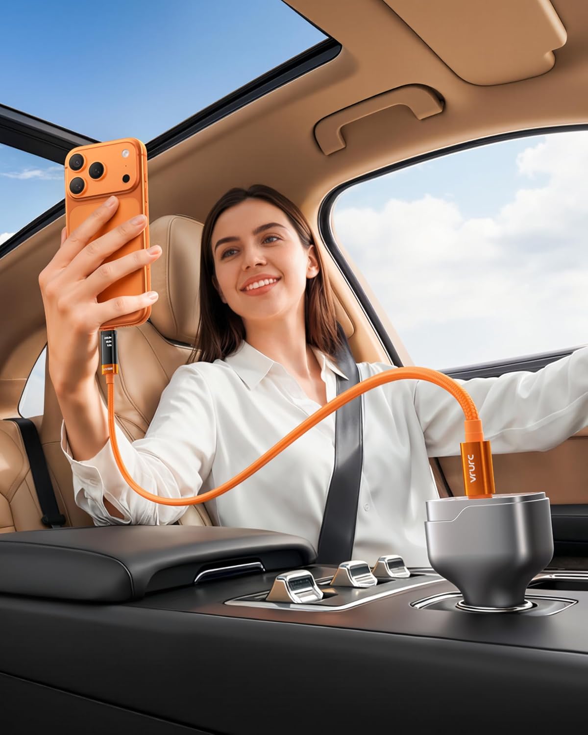 Detalle 2 de VRURC 240W USB-C to USB-C Cable with LED Display: Fast PD Charging and Ultra-Durability