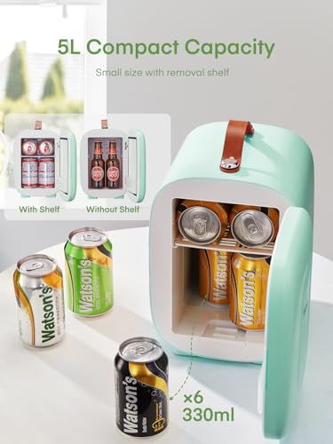 Thumbnail 1 de FOHERE Mini Nevera 5L (Verde), portátil y silenciosa para dormitorio, coche y oficina