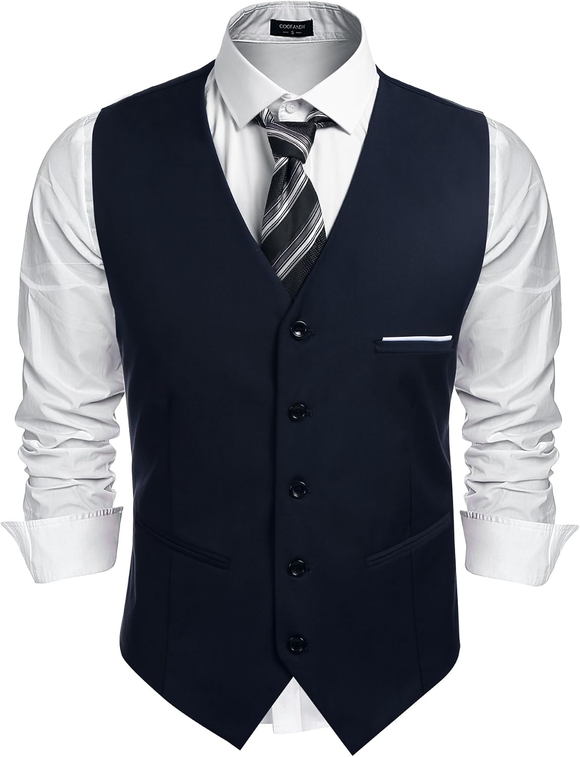 Detalle de COOFANDY Herren Anzugweste – Slim Fit mit V-Ausschnitt, formell & vielseitig