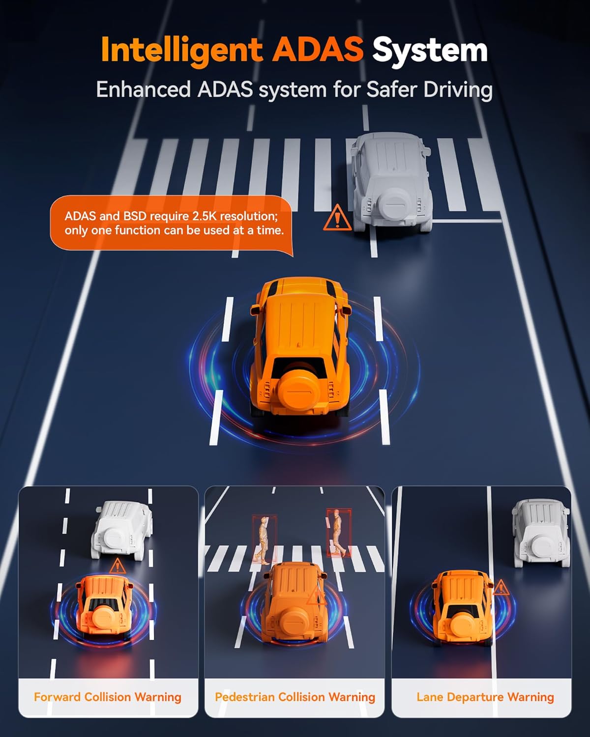 Thumbnail 4 de WOLFBOX M40 10" specchio dashcam con telecamera posteriore 4K+1080P, ADAS/BSD, Wi‑Fi e GPS