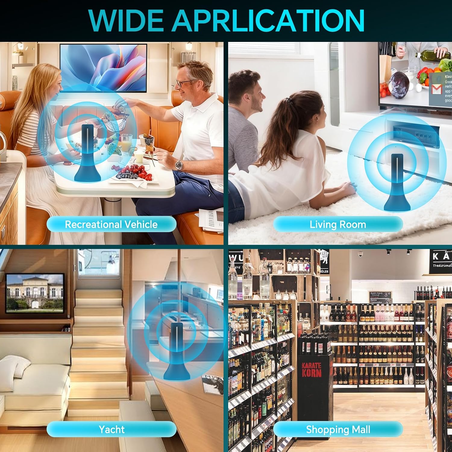 Detalle de QIRUOZ 2026 Upgraded Indoor Digital TV Antenna with 360° Reception and Long Range
