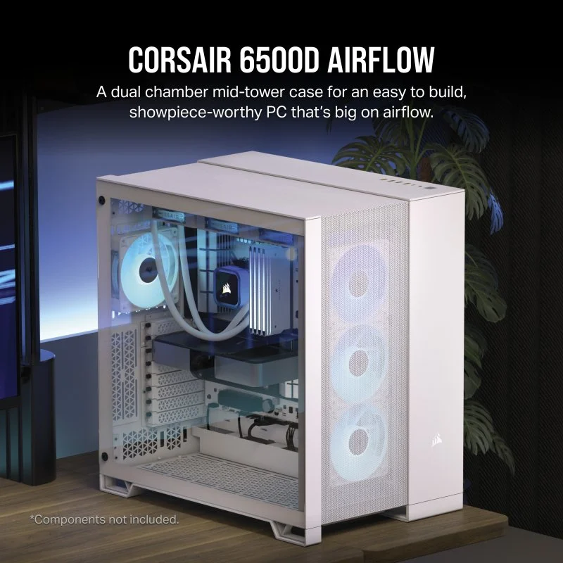 Thumbnail 3 de Corsair 6500D AIRFLOW semitorre ATX con doble cámara y USB-C (cristal templado, blanca)