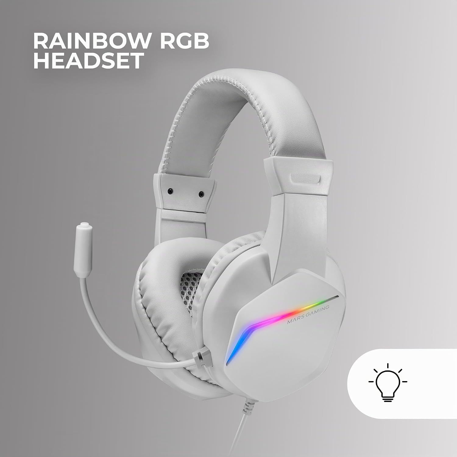 Thumbnail 3 de Mars Gaming MCP-RGB3 Pack RGB Tastatur Fixed, Maus Flow 3200 DPI, Over-Ear Kopfhörer, XXL Matte – Weiß