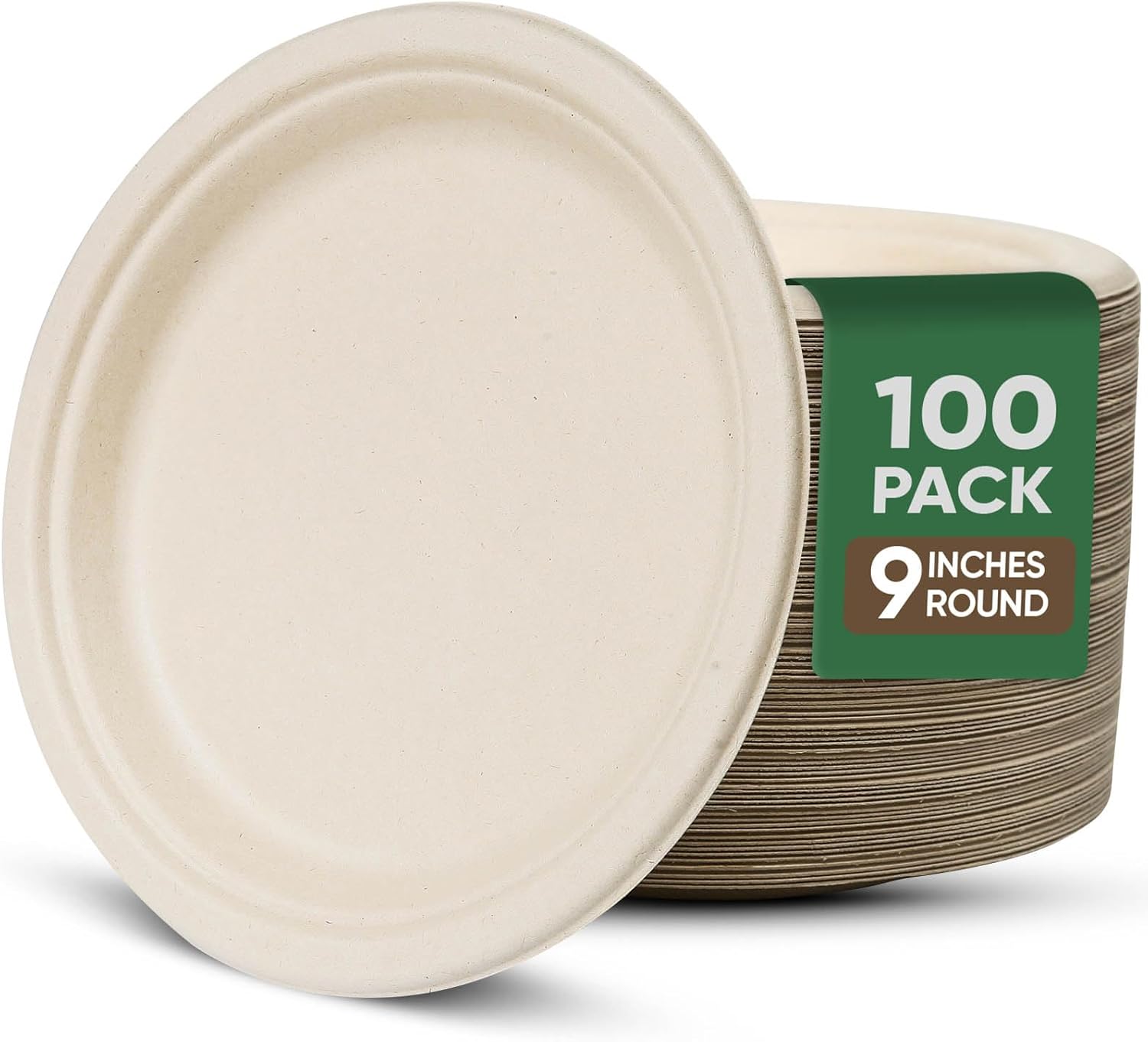 Detalle de Compostable Paper Plates 9" 100 Pack 🍽