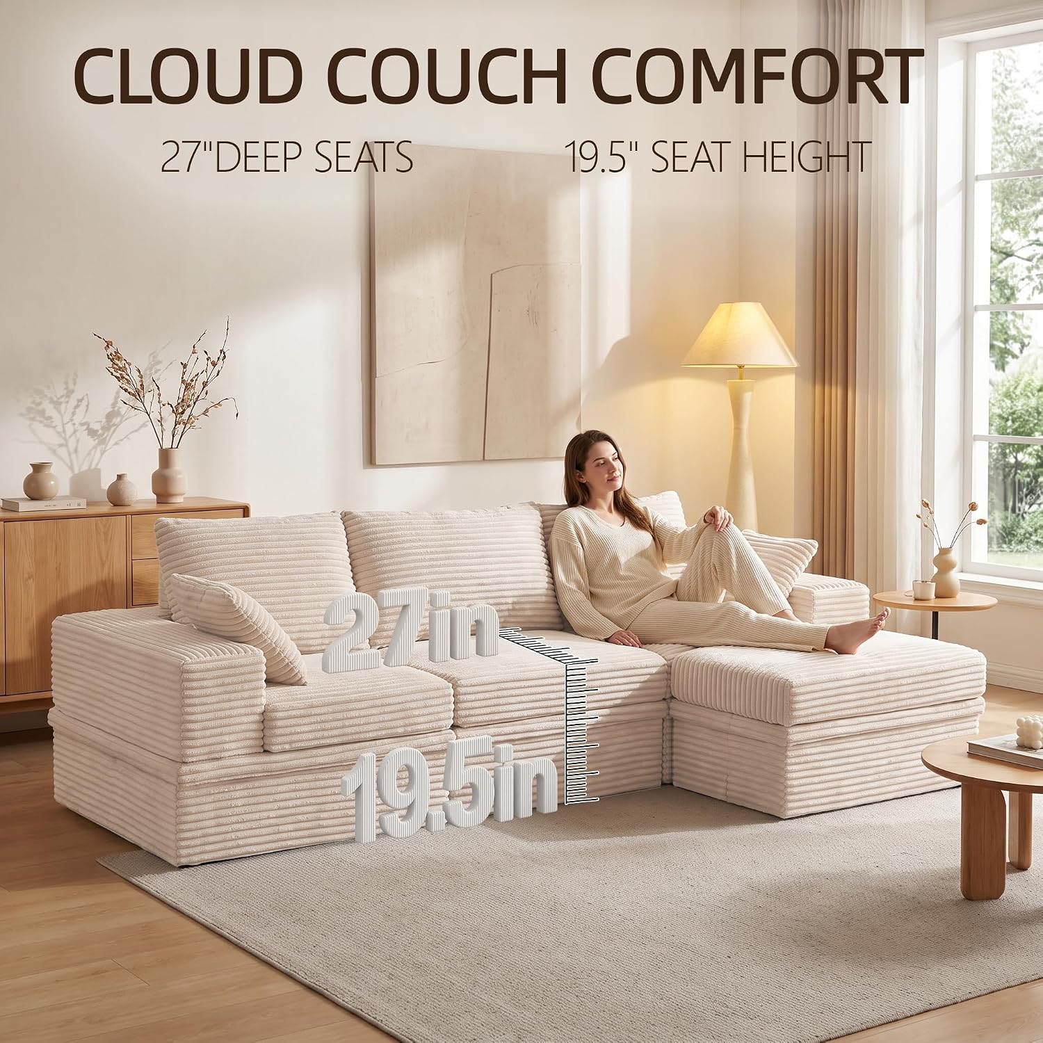 Detalle de NABUMI Sectional Sofa, Corduroy