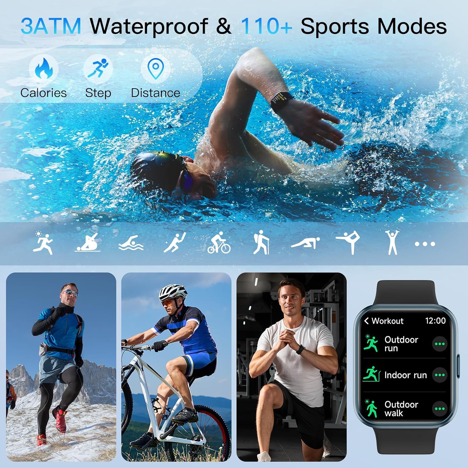 Detalle 2 de Smart Watch for Men & Women with Alexa Built-in, 1.8" HD Display, 120 Sports Modes, 3ATM Waterproof, and Health Tracking