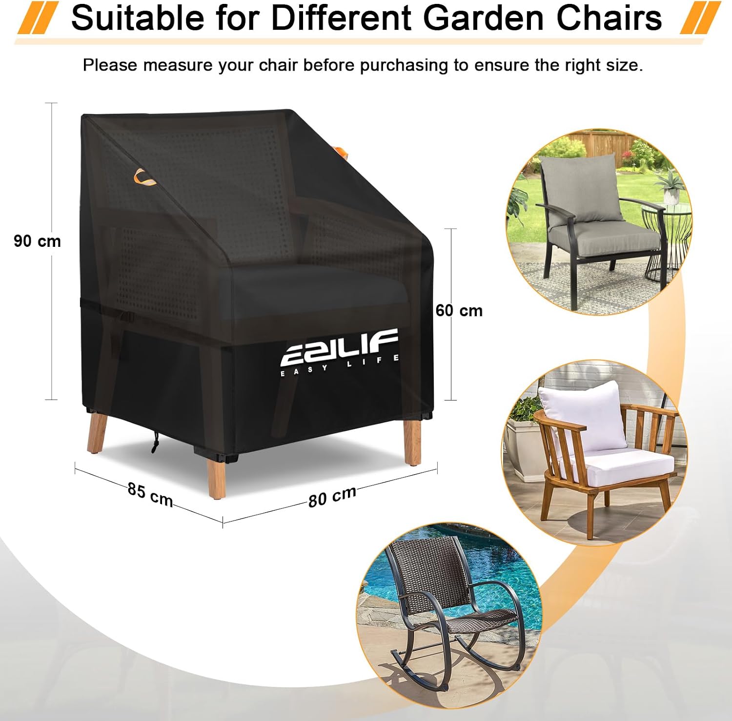 Detalle 2 de Ezilif Garden Chair Cover 80x85x60/90cm 🌿