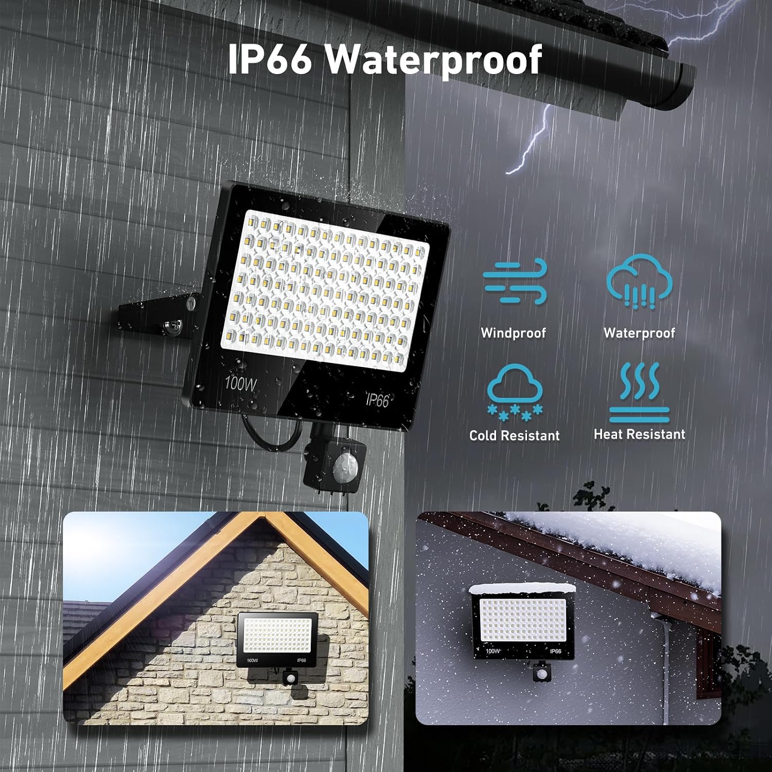 Detalle 2 de Projecteur LED 100W détecteur 2-pack 🔦