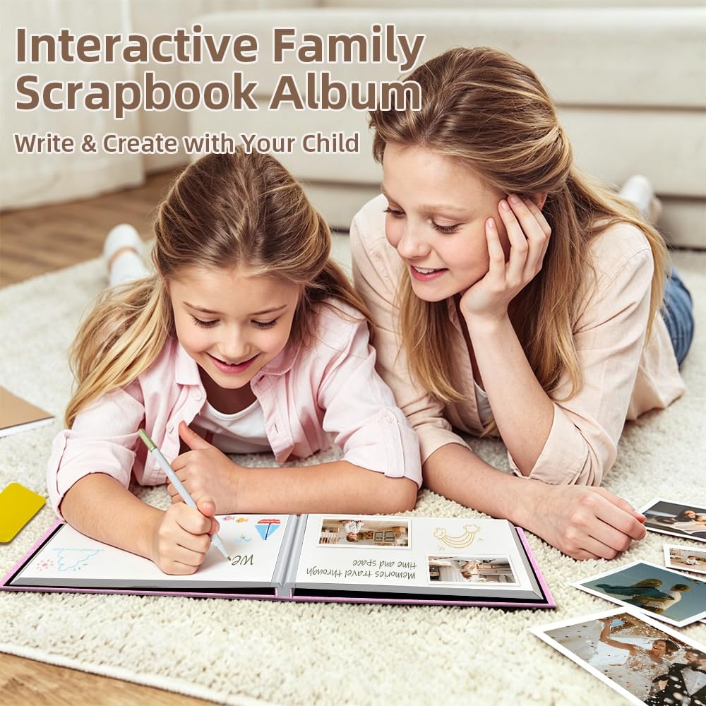 Detalle 2 de popotop Linen Self-Adhesive Photo Album 6x4, 5x7 & 8x10 — 40 Pages, Large Scrapbook in Linen Cover