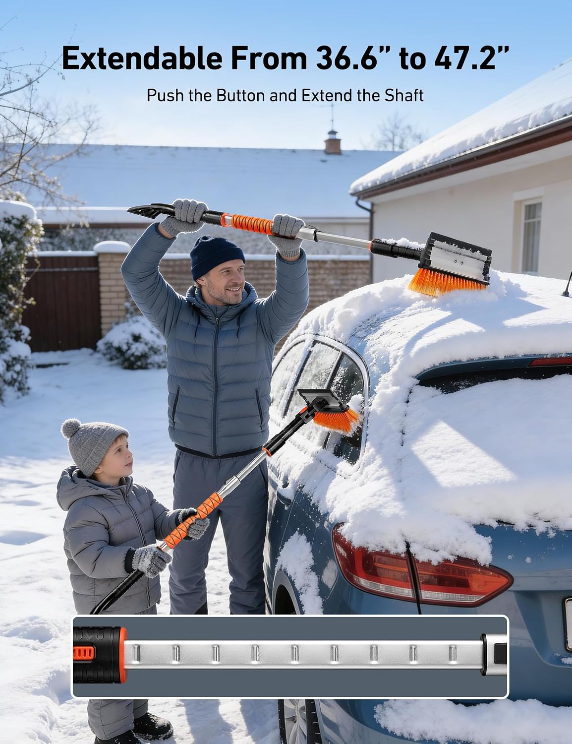 Detalle 2 de AstroAI 47.2-inch Ice Scraper with Extending Handle