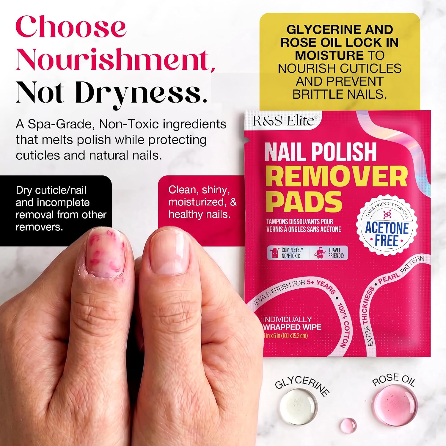 Detalle 2 de R&S ELITE XL Nail Polish Remover Wipes, Non-Acetone, 4 x 6 in, 30 Count