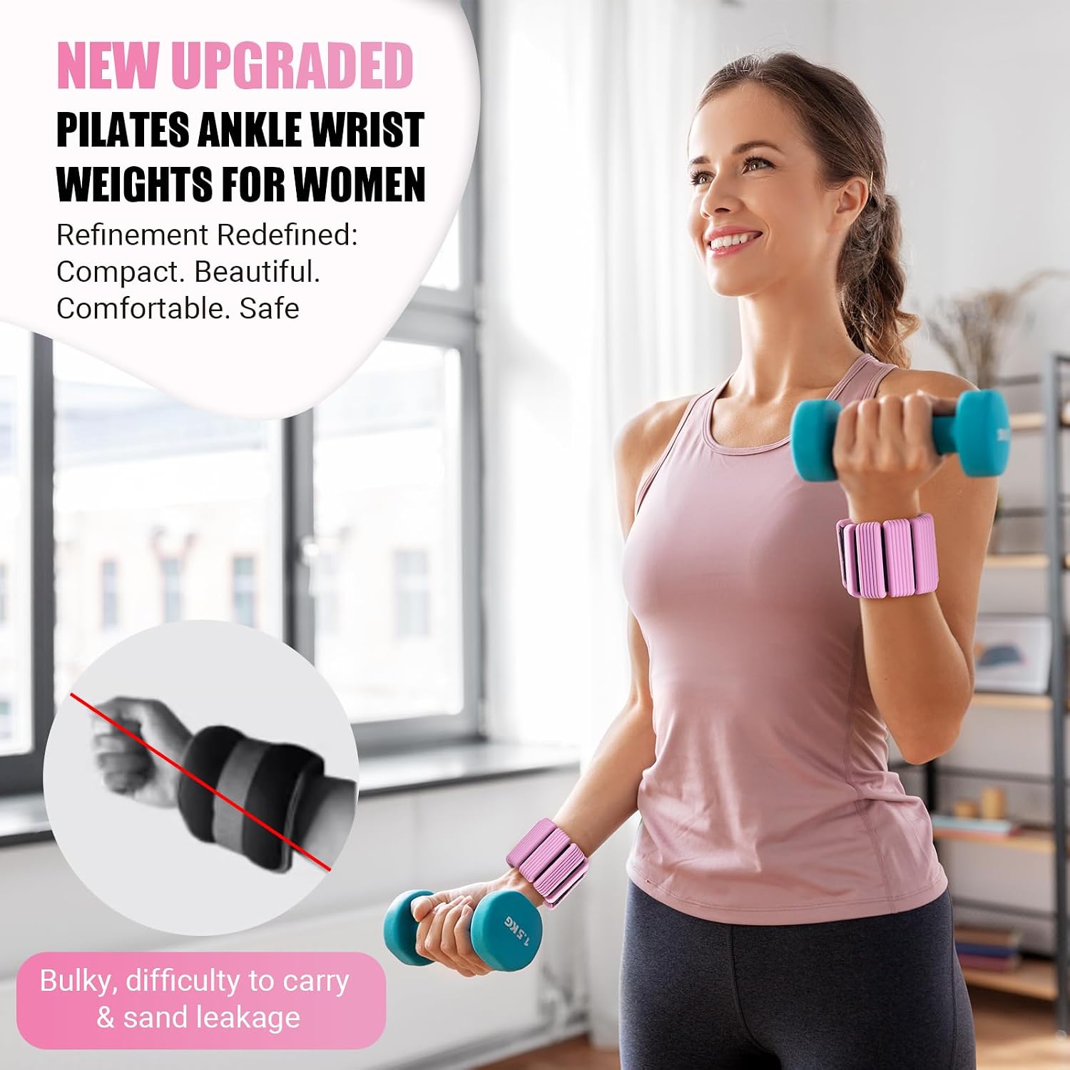 Detalle de nooncrazy weight-003 Wrist and Ankle Weights, Adjustable 2 lb Pair
