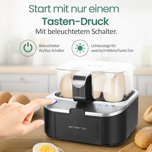 Thumbnail 7 de EMERIO sprechender Eierkocher EB-123177.1 – 6 Eier, 3 Garstufen, Sprachansage, BPA-frei