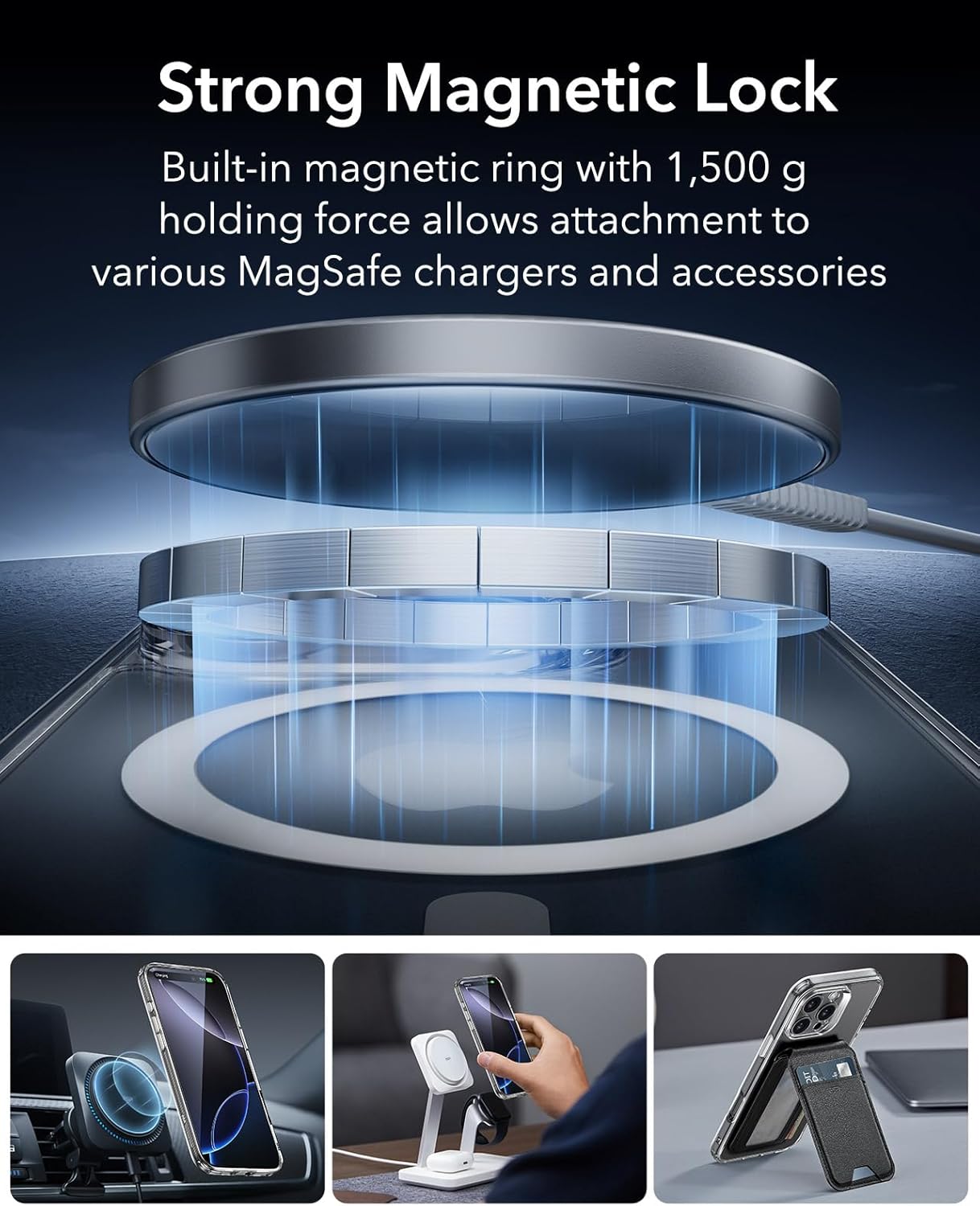 Thumbnail 2 de ESR Coque iPhone 16 Pro Max avec Verre Trempé et Protecteur d'Écran – Série Classic Translucide et MagSafe