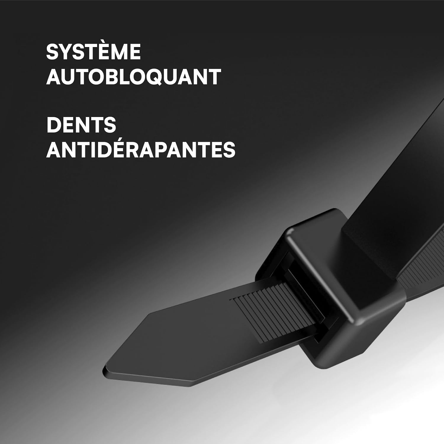 Detalle de 400 Serres Câbles Noirs 200 mm x 2,5 mm en Nylon 6,6 (PA66) autobloquants – Colliers de Serrage