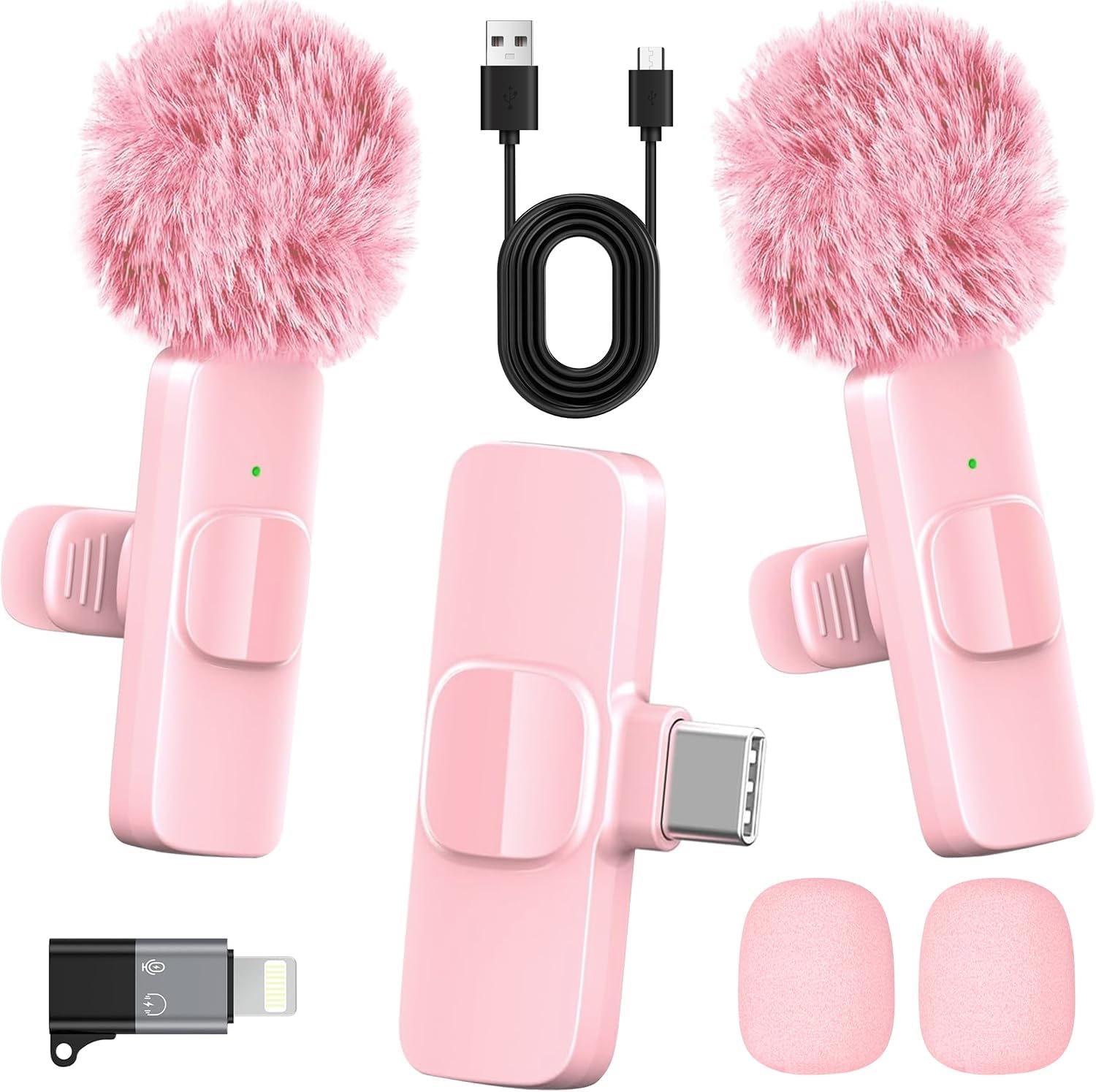 HONGJIEYUAN Kabelloses Lavalier-Mikrofon für iPhone & Android – 2-in-1 Laden, 19,8 m Reichweite, 8 h Akku