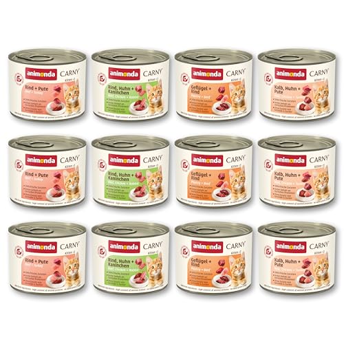 Detalle de animonda Carny Kitten Nassfutter Variation für Katzenkinder (12 x 200 g) – grain-free, ausgewogene Proteine