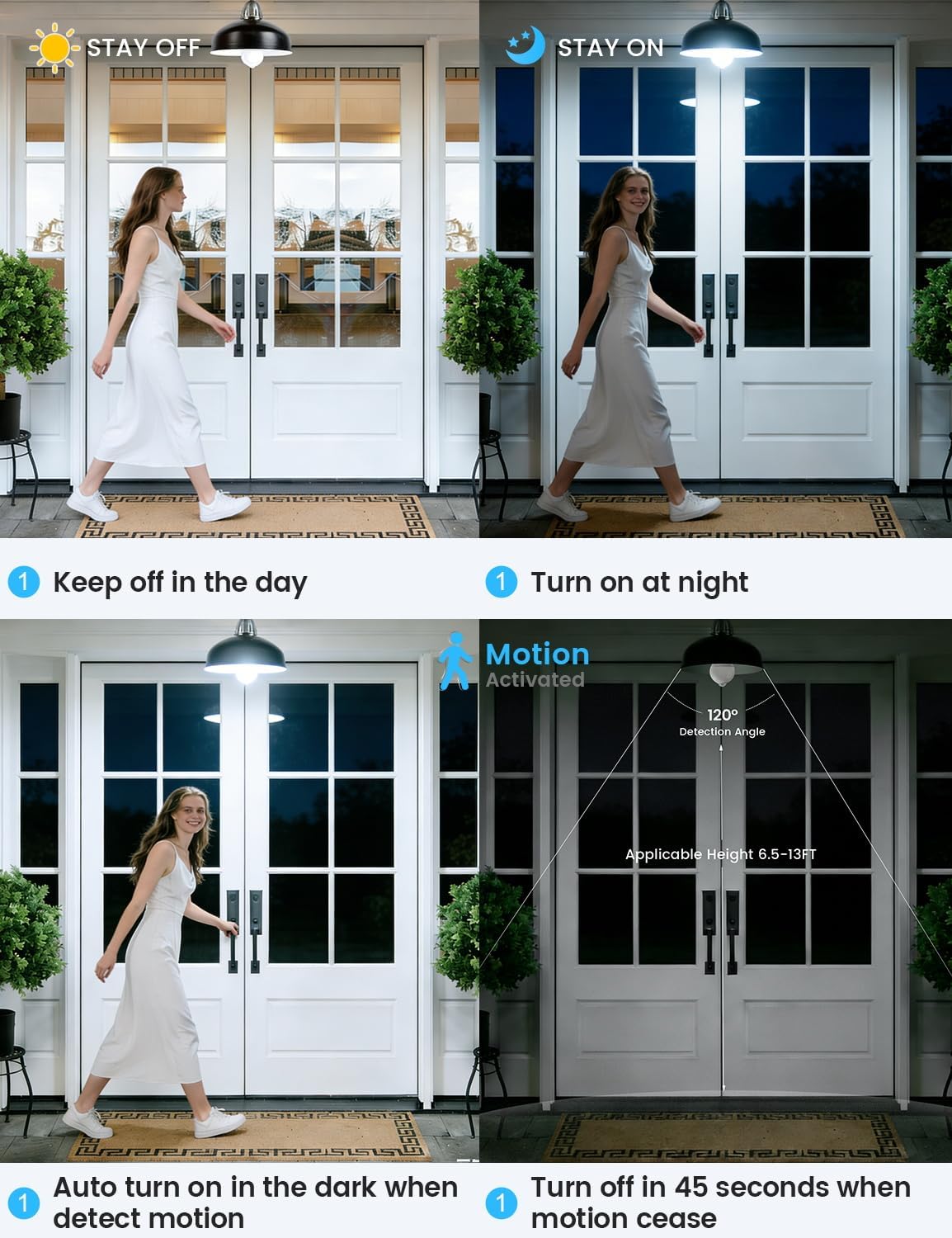 Detalle 2 de Torkase QP6012SA A19 Motion Sensor LED Bulbs, E26, 5000K, 2-Pack