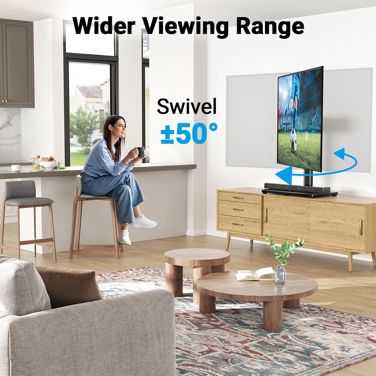 Detalle de PERLESMITH PSTVS33 Swivel TV Stand 99 lbs