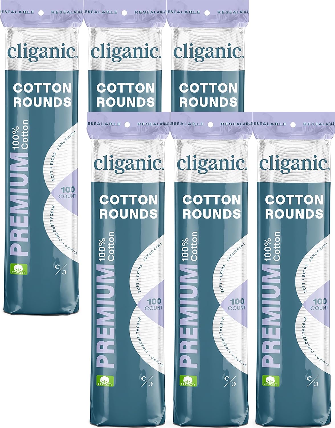 Thumbnail 5 de Cliganic Premium Cotton Rounds 300 Count