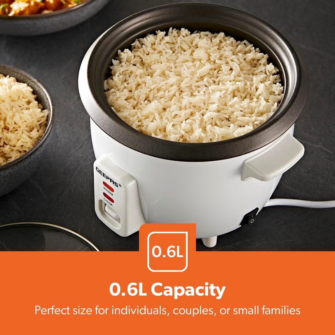 Detalle 2 de GEEPAS Rice Cooker with Steamer (0.6L) with Keep Warm & Tempered Lid