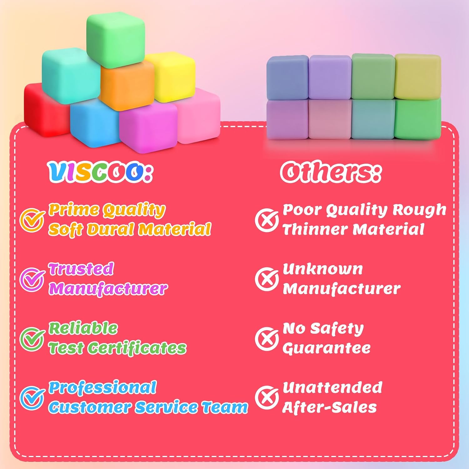 Thumbnail 4 de VISCOO Slow Rising Stress Cubes, 12-Pack in 12 Colors, 1.4-Inch TPR
