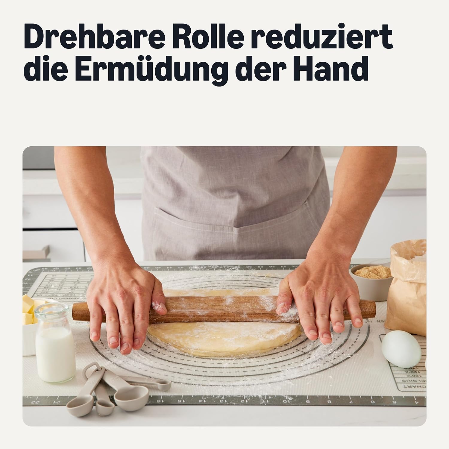 Detalle de Amazon Basics Französisches Nudelholz aus Akazienholz, 43,2 cm – Antihaftbeschichtung