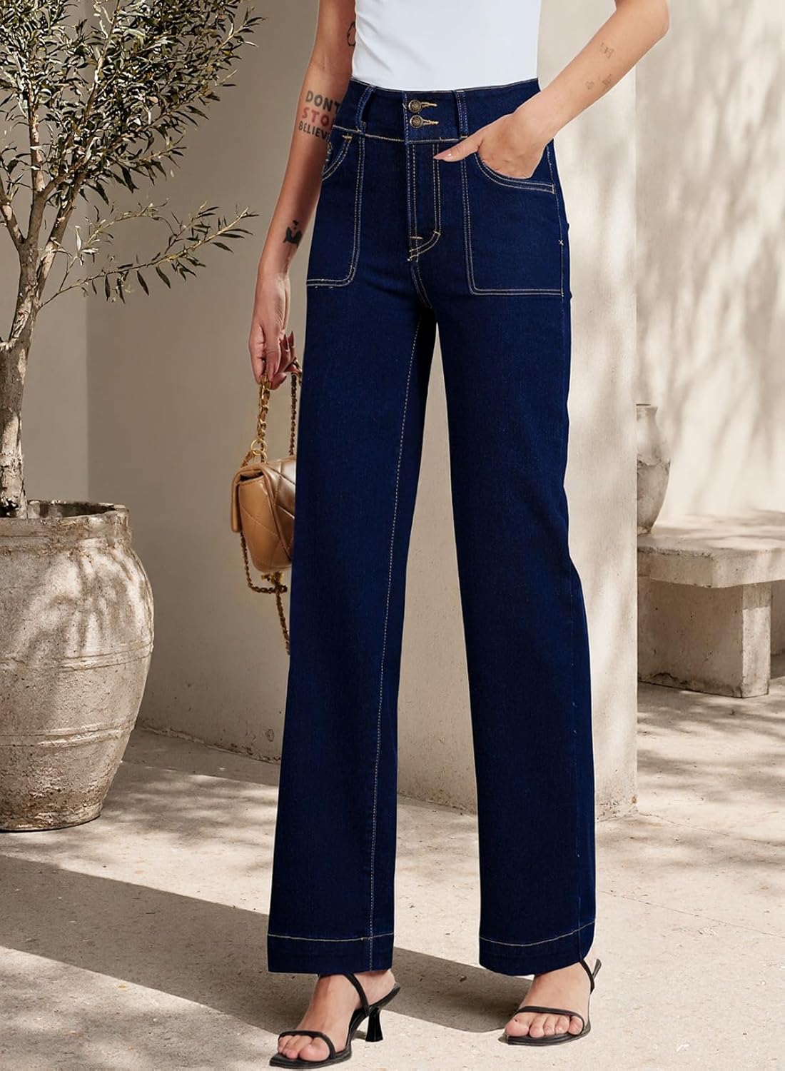 Detalle 2 de Sidefeel Wide Leg High Waisted Jeans