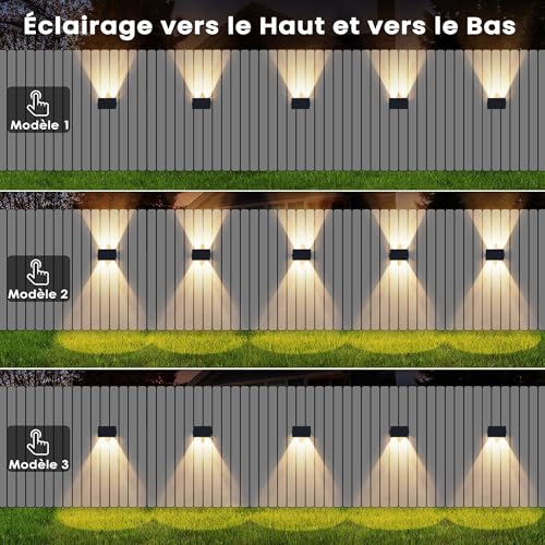 Detalle 2 de IIRARA Applique Solaire Extérieur – Lot de 4 LED blanc chaud IP67, 100 lm, 1500 mAh