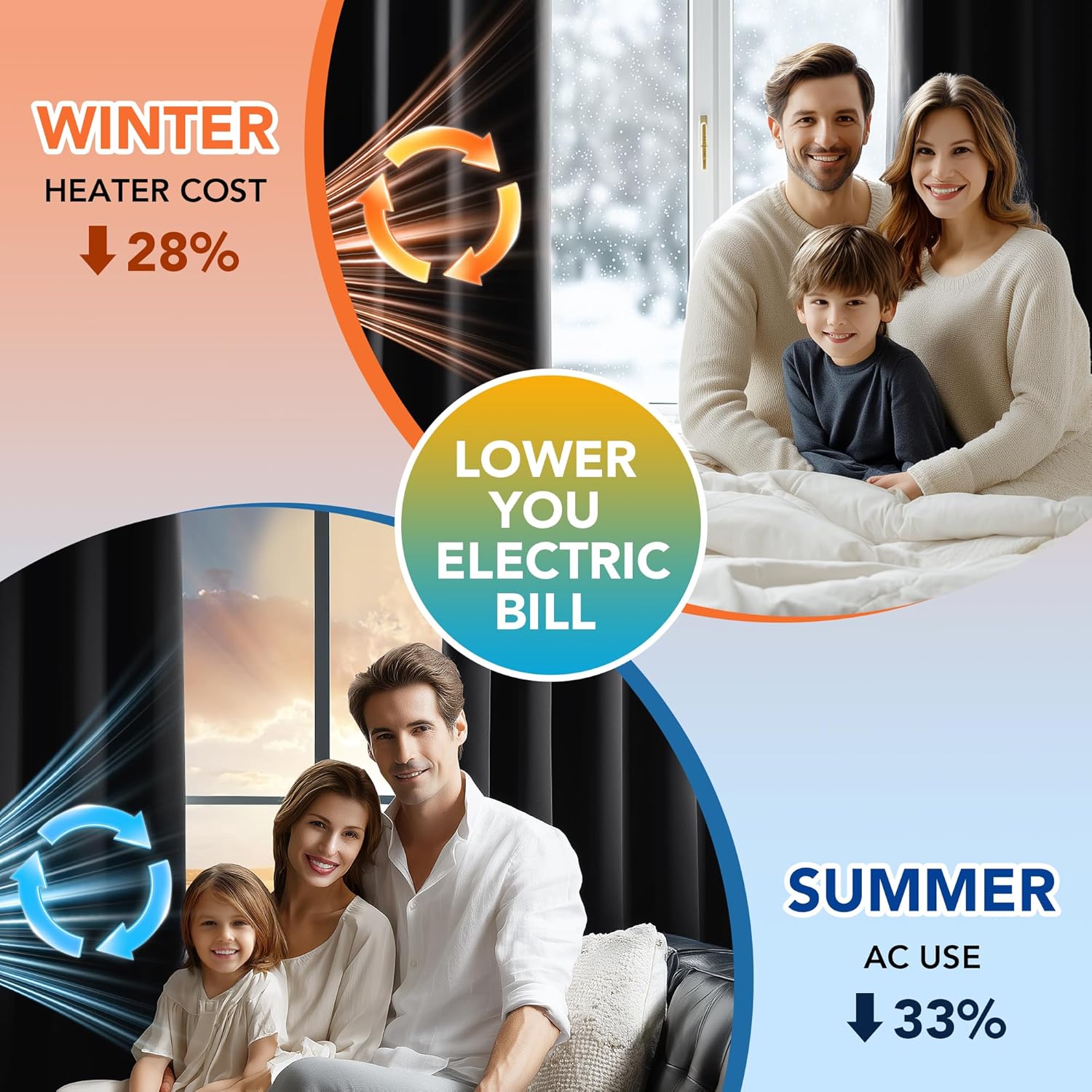 Thumbnail 5 de Deconovo Rideaux 100% occultants à œillets (lot de 2) 140 x 270 cm, noirs