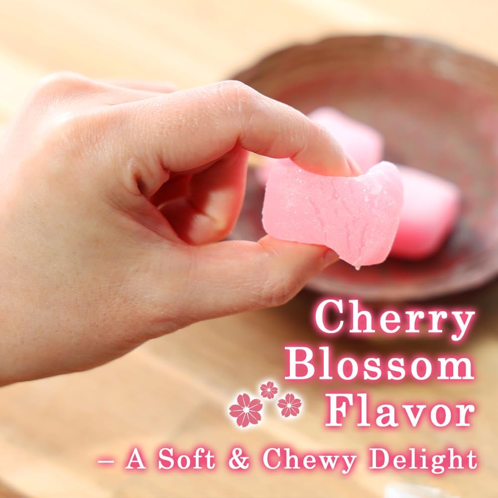 Detalle de TOMOSAN Sakura Mochi Candy, Japanese Cherry Blossom Rice Cakes, Soft & Chewy