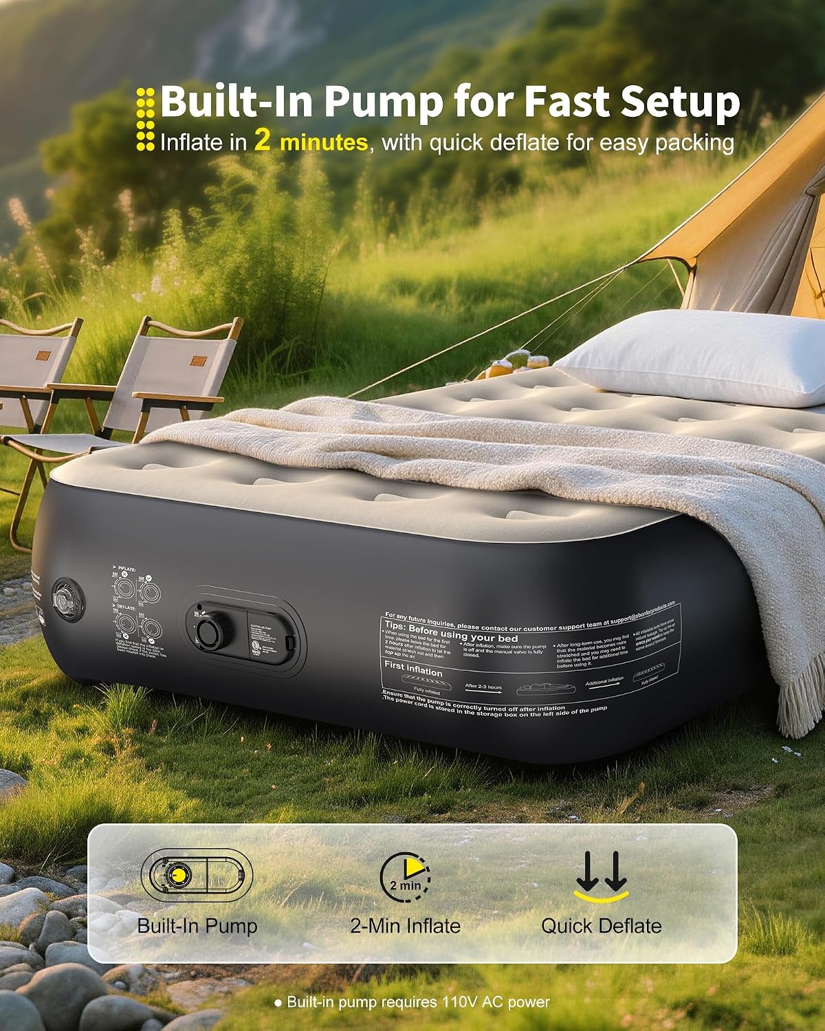 Thumbnail 6 de OhGeni AMH5 Twin Air Mattress, 13-Inch Raised Bed with Built-In Pump