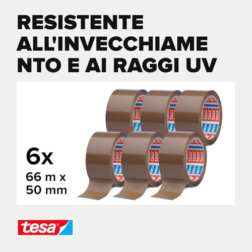 Detalle de Tesapack 64014 PP Nastro Adesivo Marrone – 66 m x 50 mm, confezione da 6 rotoli