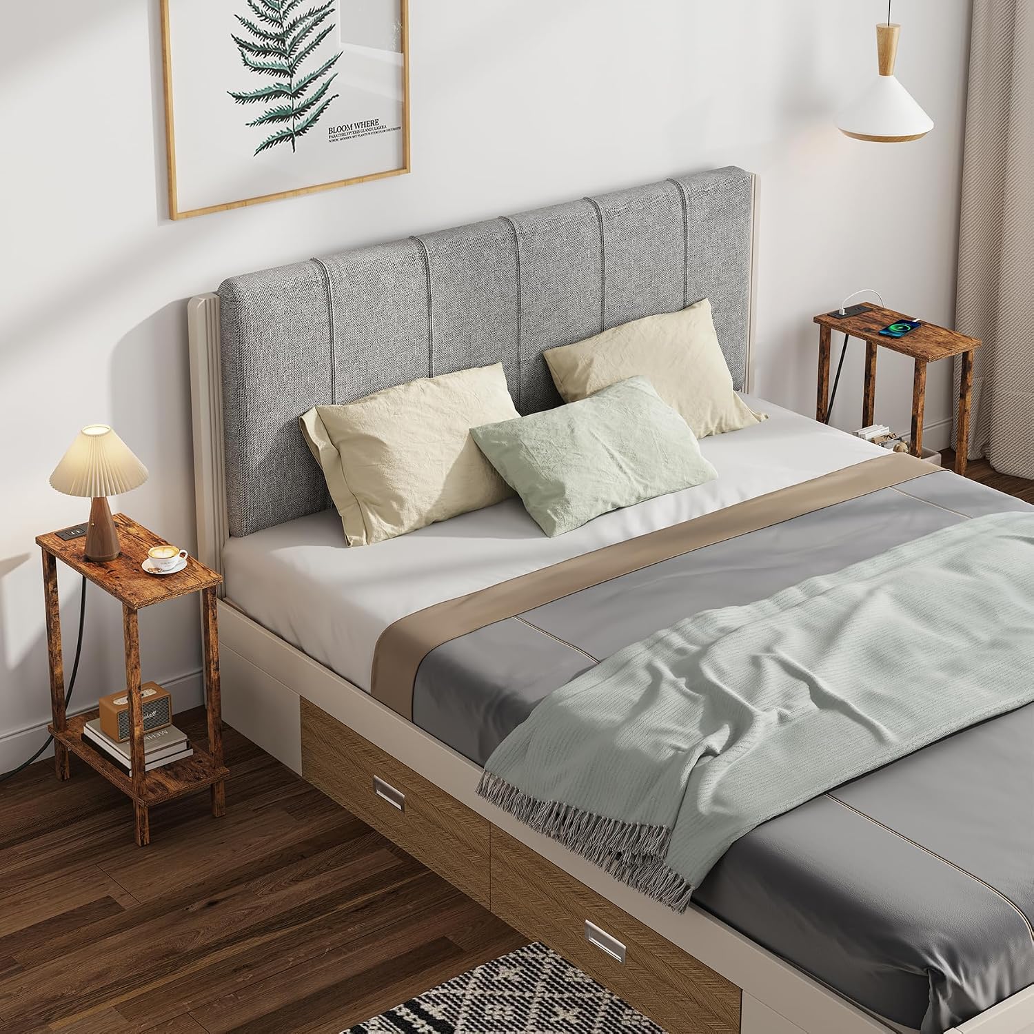 Thumbnail 5 de TUTOTAK Small End Table with Charging Station (TB01BB060C) — Narrow, Two-Tier with USBs and Outlets