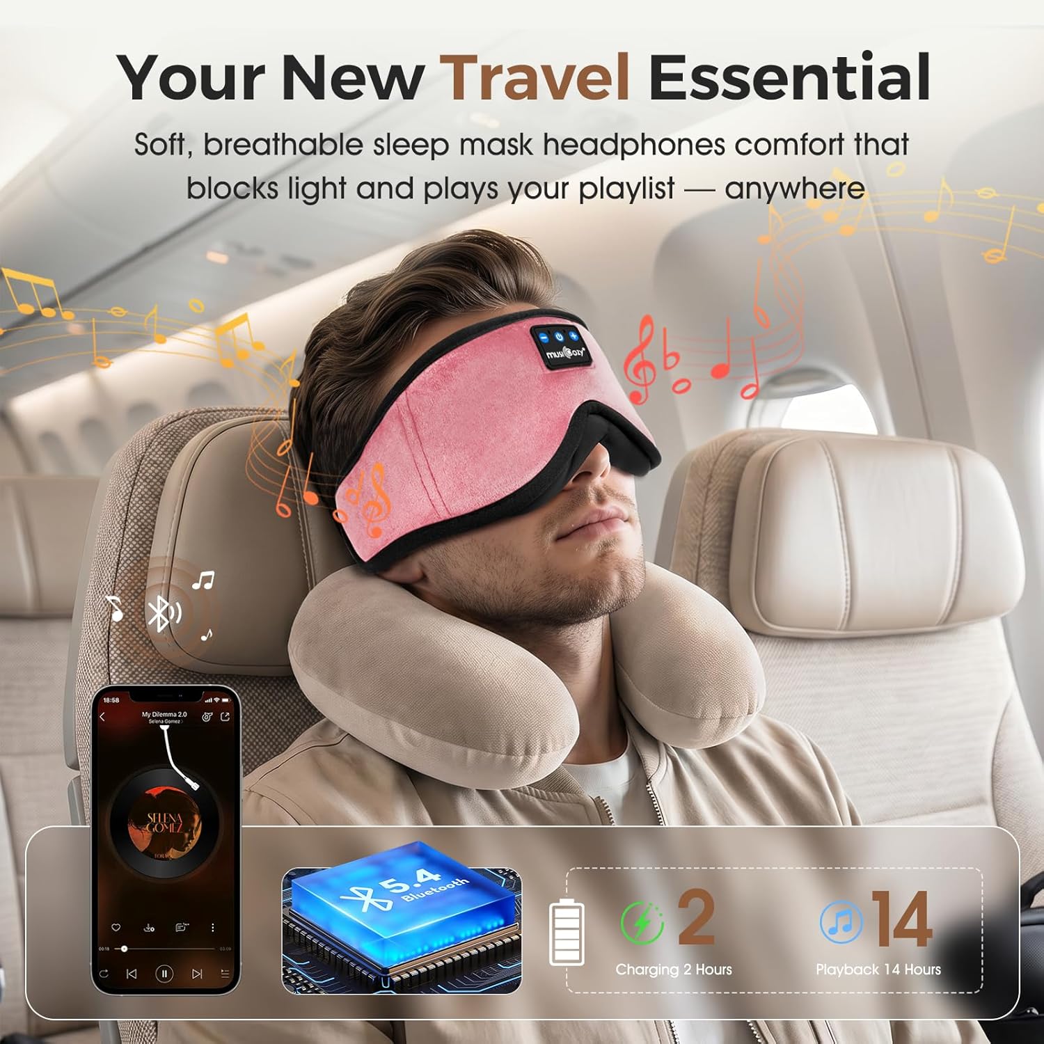 Thumbnail 4 de MUSICOZY Sleep Mask Headphones Bluetooth 5.4
