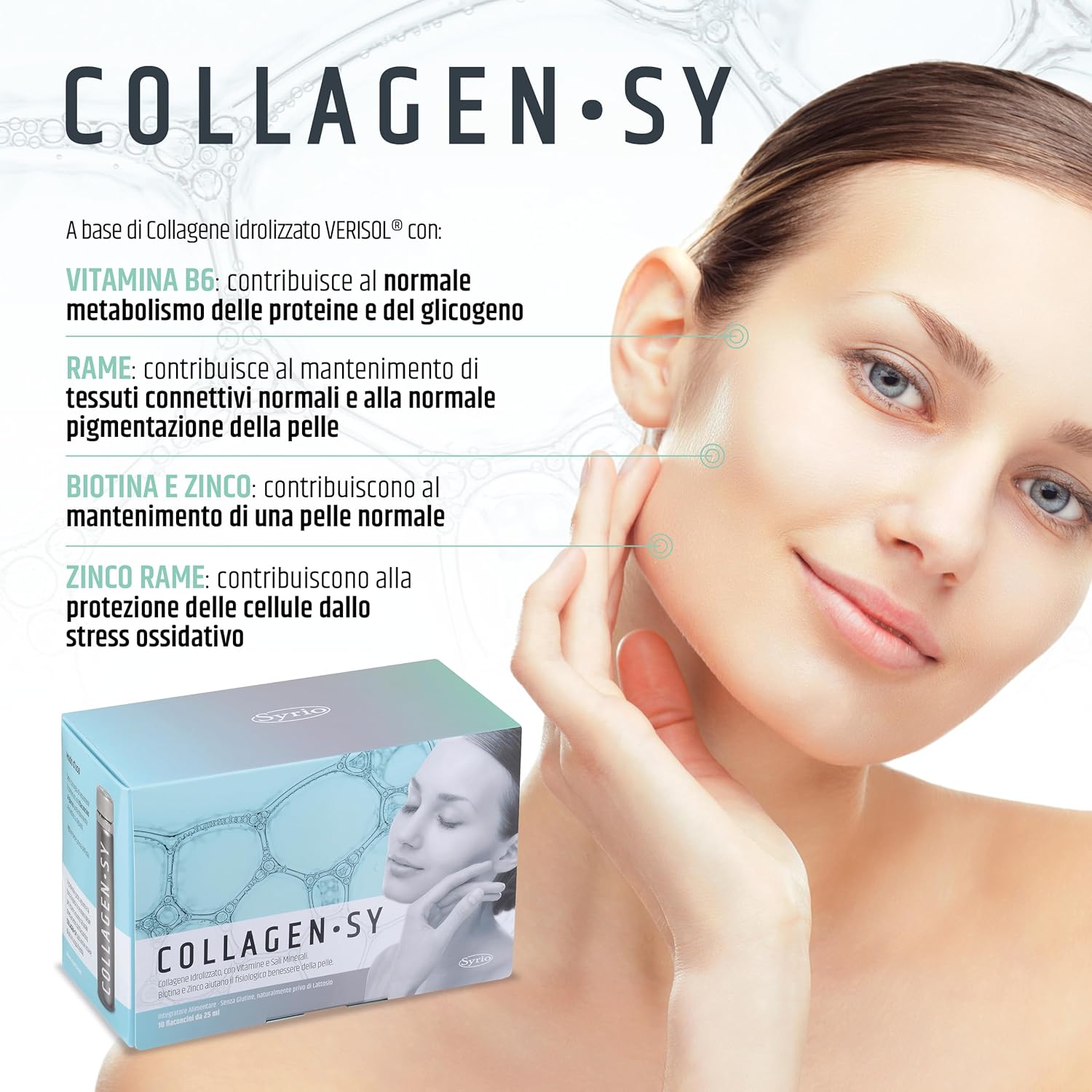 Detalle 2 de Syrio Collagen-Sy integratore pelle pronto da bere 10 flaconi