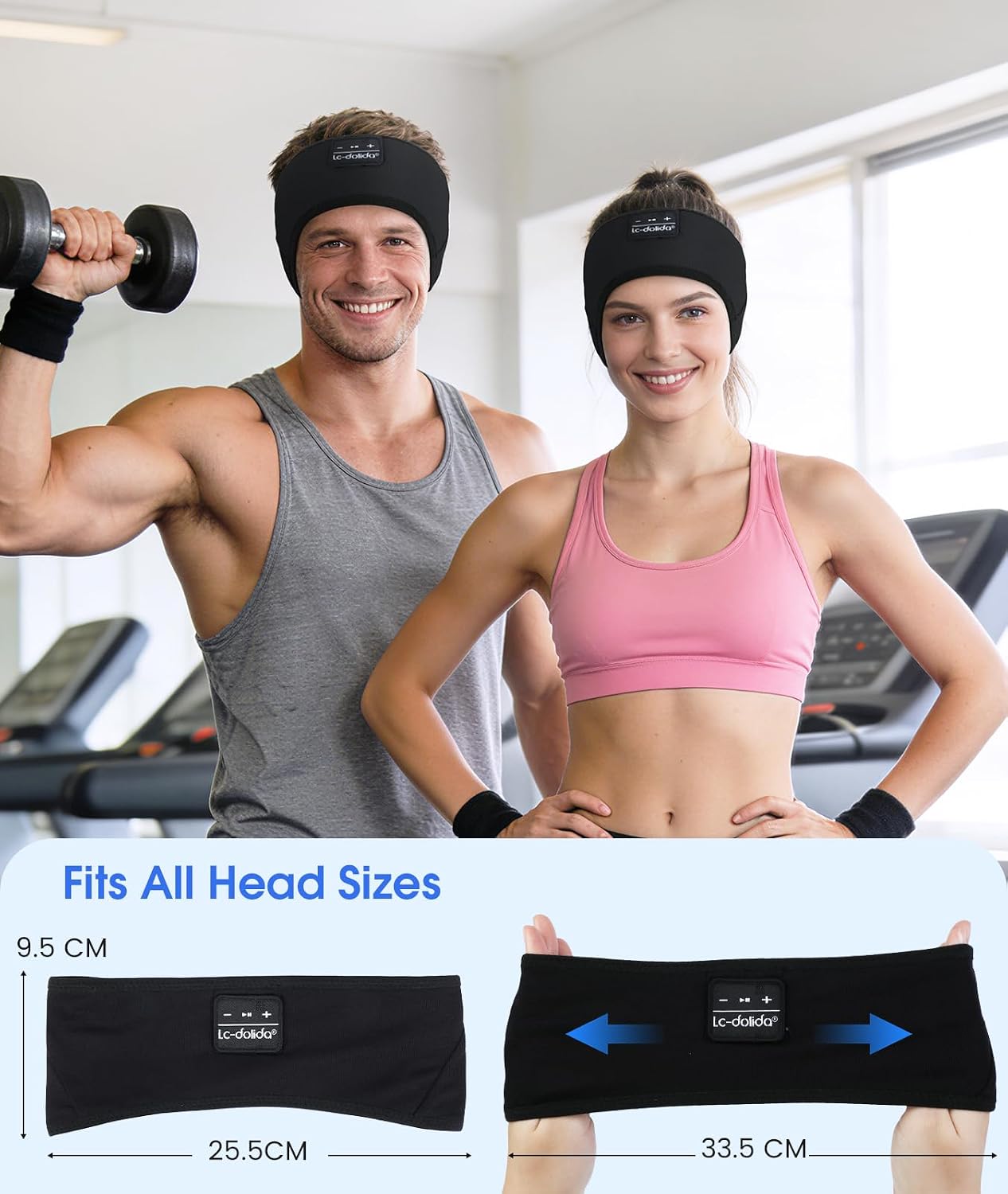 Detalle 1 de LC-dolida LC001 Bluetooth 5.4 Sleep Headband with HD Sound and Mic