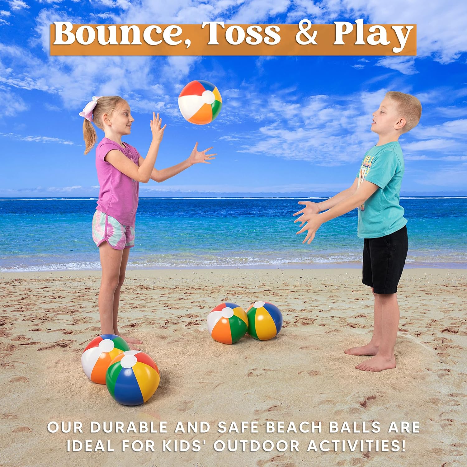 Thumbnail 1 de JOYIN 12 Pack Rainbow Inflatable Beach Balls (12"/16") for Pool Games & Party Favour Sets