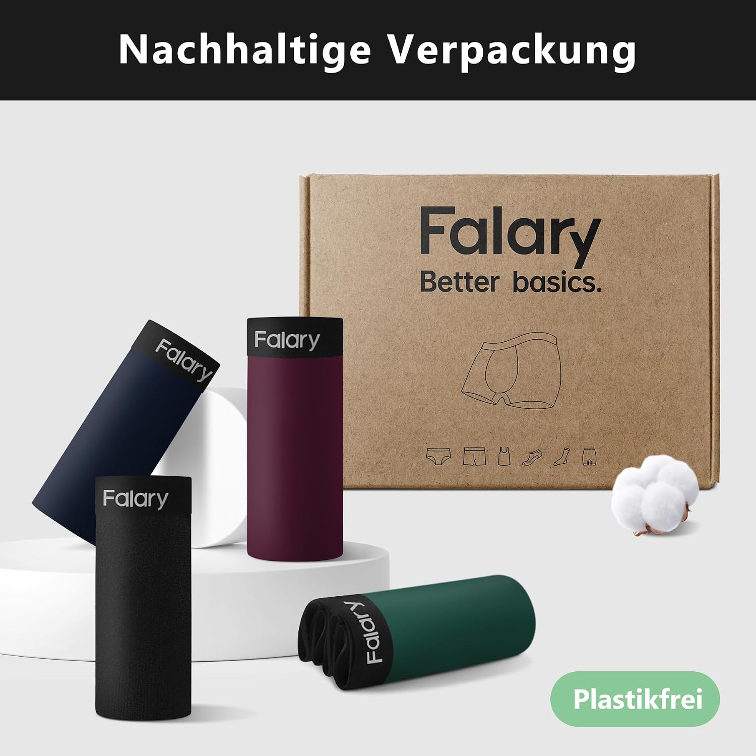 Thumbnail 6 de FALARY Boxershorts Herren Bio-Baumwolle 4er Pack – bequeme Retroshorts mit elastischem Bund