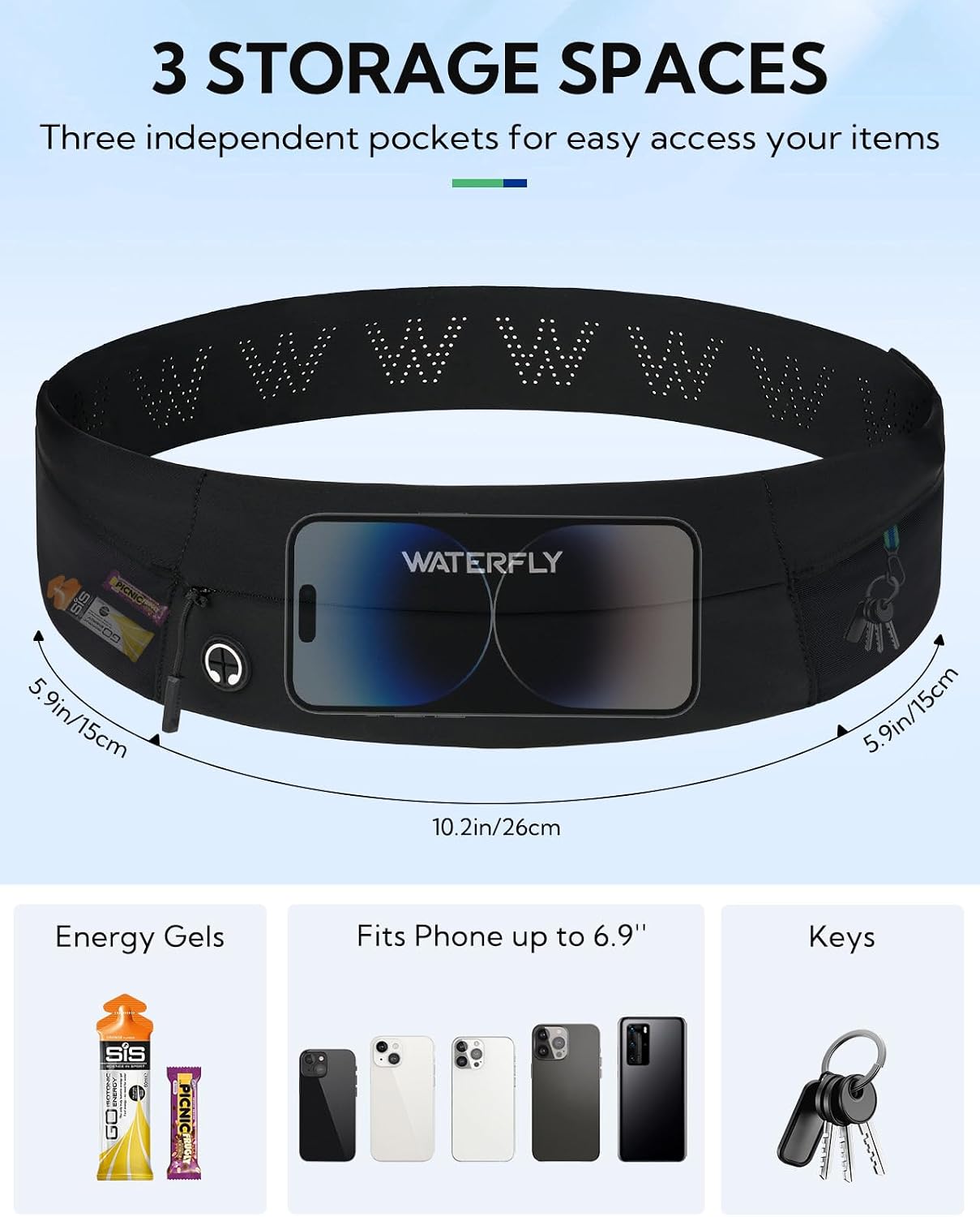 Detalle 2 de Waterfly Running Belt Waist Pack 3-pocket