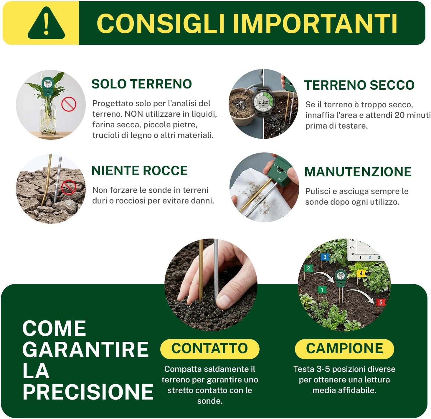 Thumbnail 2 de Tolesum Misuratore di Terreno 3 in 1: tester PH, umidità e nutrimento per piante in casa e giardino