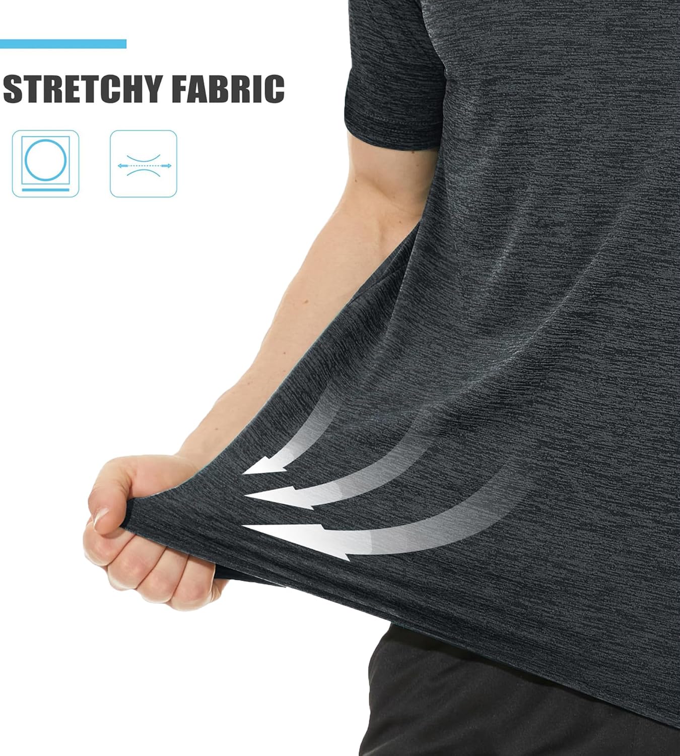 Thumbnail 4 de TACVASEN Herren Meliertes Sport-T-Shirt mit reflektierenden Streifen (kurzarm, schnelltrocknend)