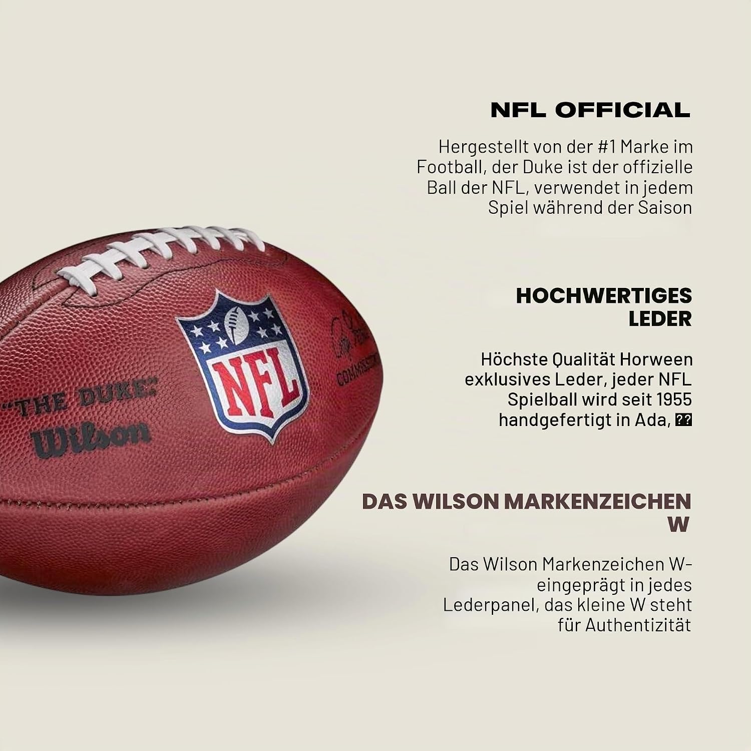 Detalle de Wilson „The Duke“ offizieller NFL-Spielfußball – WTF1100IDBRS