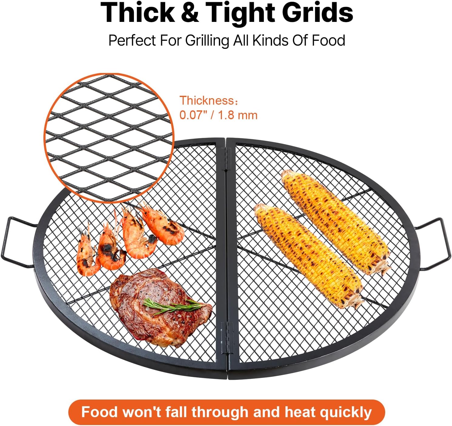 Detalle de VEVOR JY-MY-YKW36-ZD 36-Inch Foldable Steel Fire Pit Grill Grate