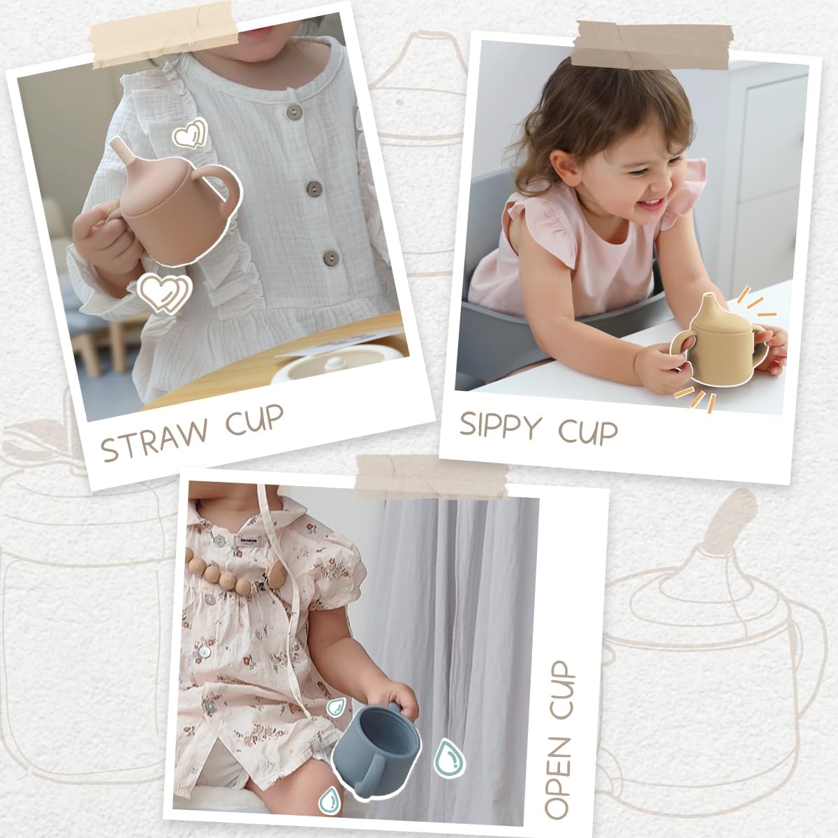 Thumbnail 3 de Moonkie Silicone Baby Sippy Cup 6+ Months (120ml) with 2 Straws – 3 Stage Transition, Leak-Proof & Dishwasher Safe