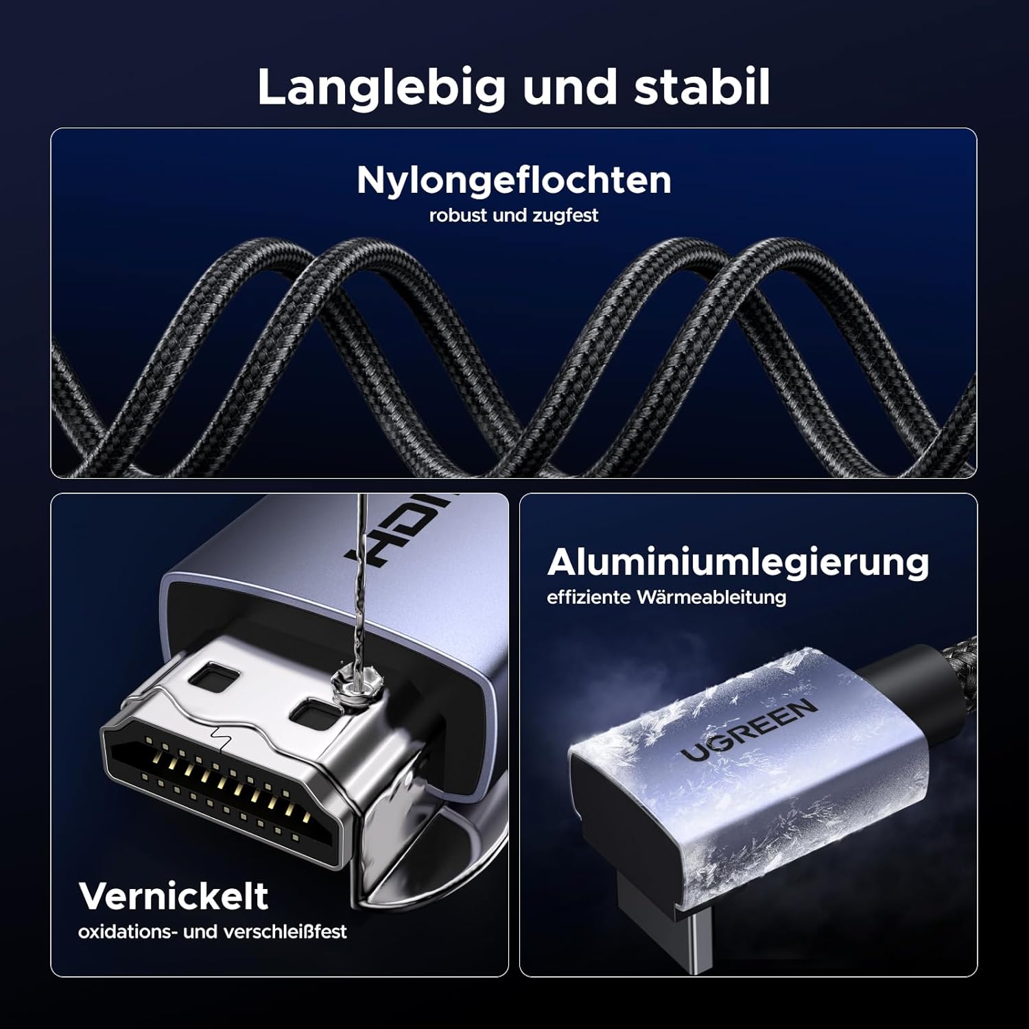 Thumbnail 6 de UGREEN HDMI 2.1 Kabel 1m mit 90° Winkel – 8K@60Hz, 4K/2K, VRR, HDR, eARC, HDCP 2.3