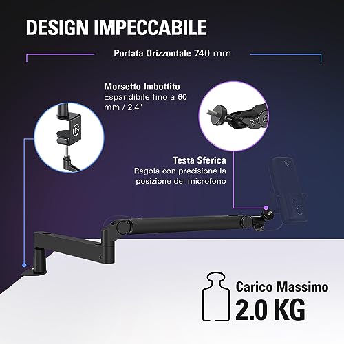 Detalle de Elgato Wave Mic Arm (Low Profile) – Braccio snodabile a profilo basso per studio e streaming
