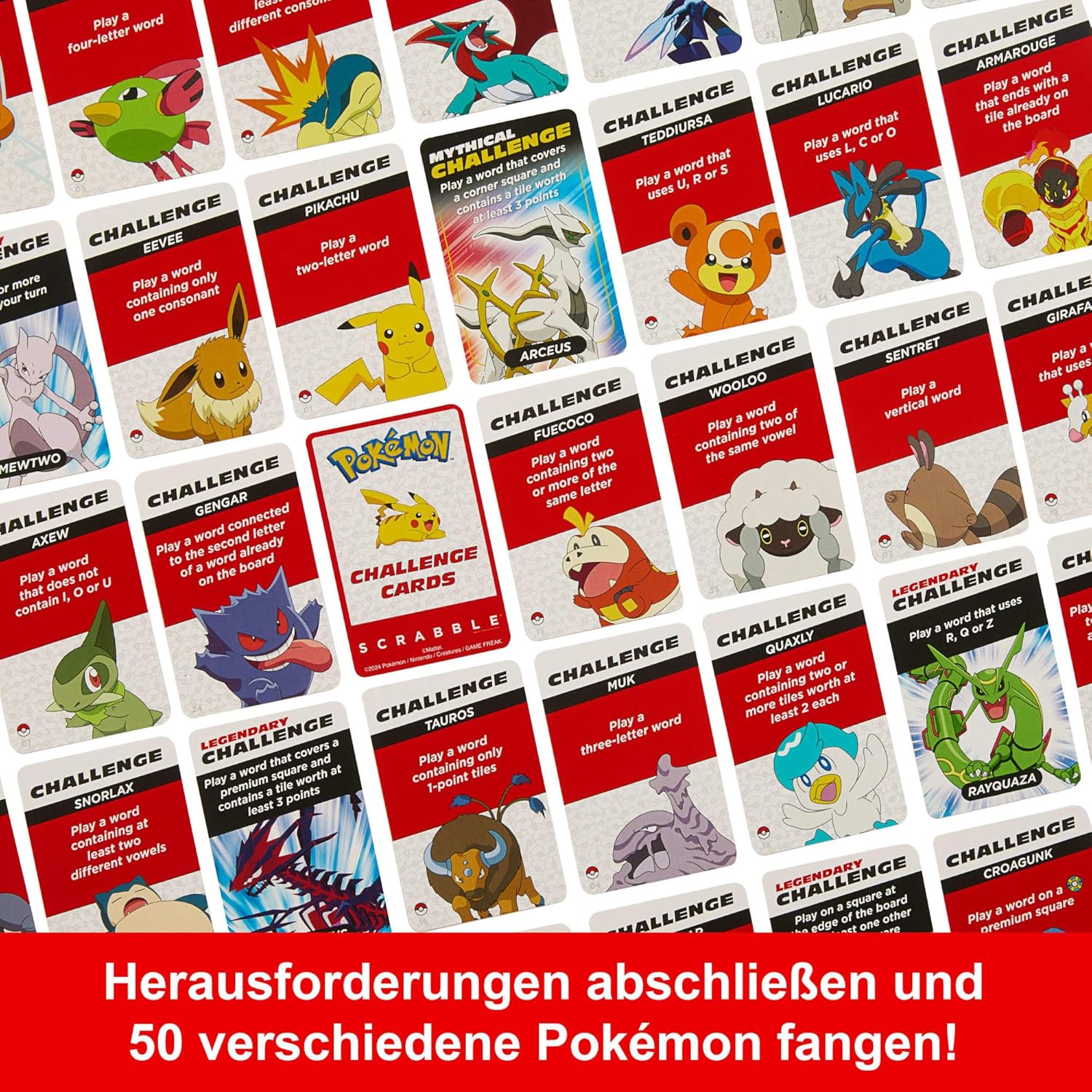 Thumbnail 3 de Mattel Games Scrabble Pokémon-Brettspiel (HXT28) – Zwei Spielmöglichkeiten, deutsche Version