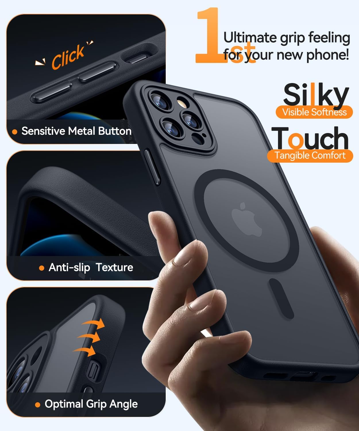 Detalle de CANSHN Magnetica Cover per iPhone 12 Pro (6.1'') – Protezione fotocamera integrata, cover traslucida opaca e antiurto